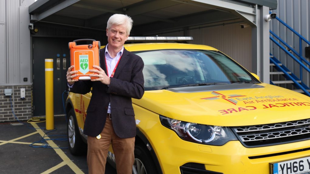 Matthew Jones with AED