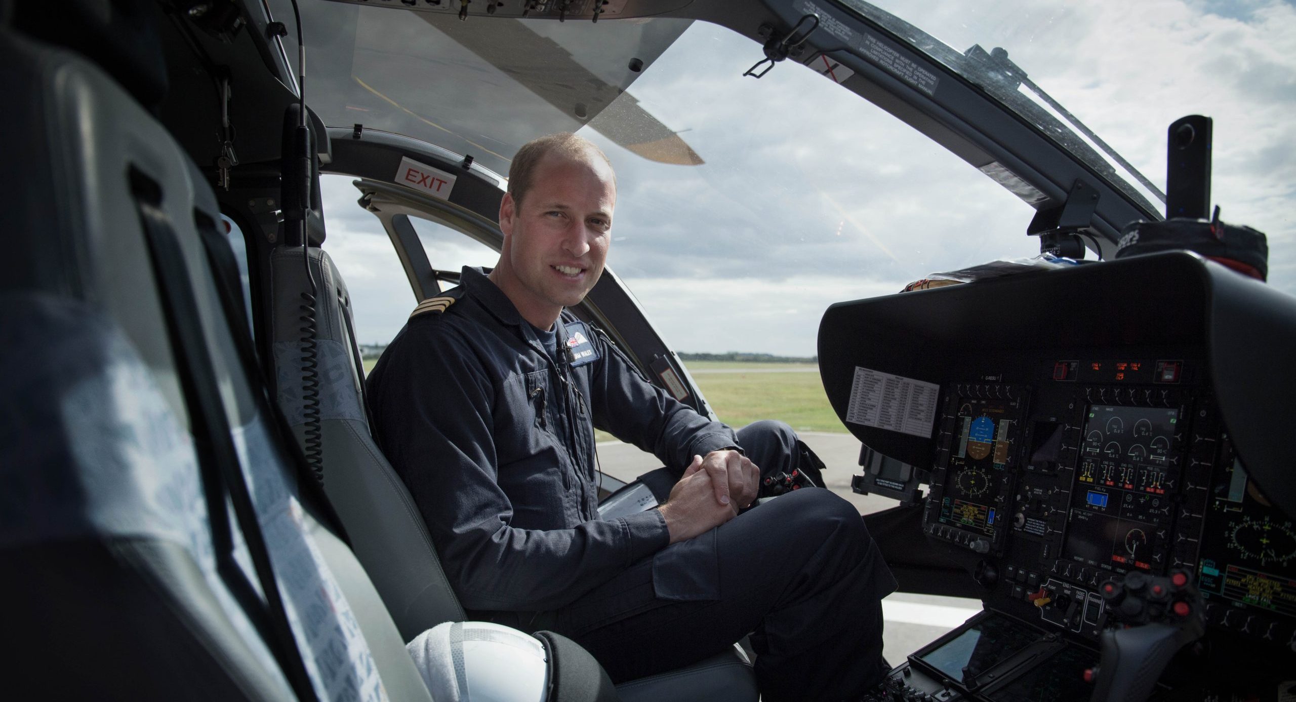 HRH Prince William flying with East Anglian Air Ambulance