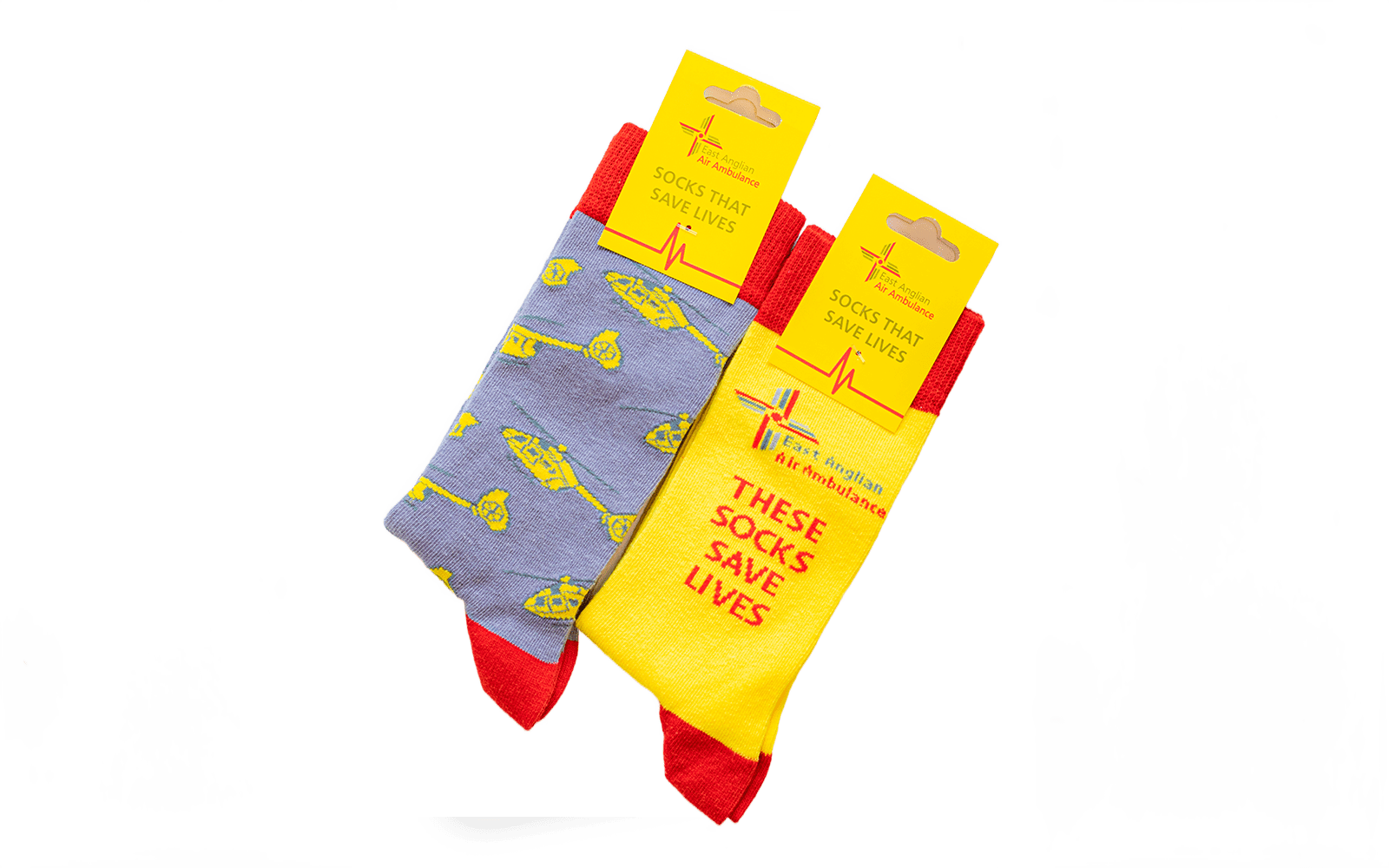 Grey yellow socks front