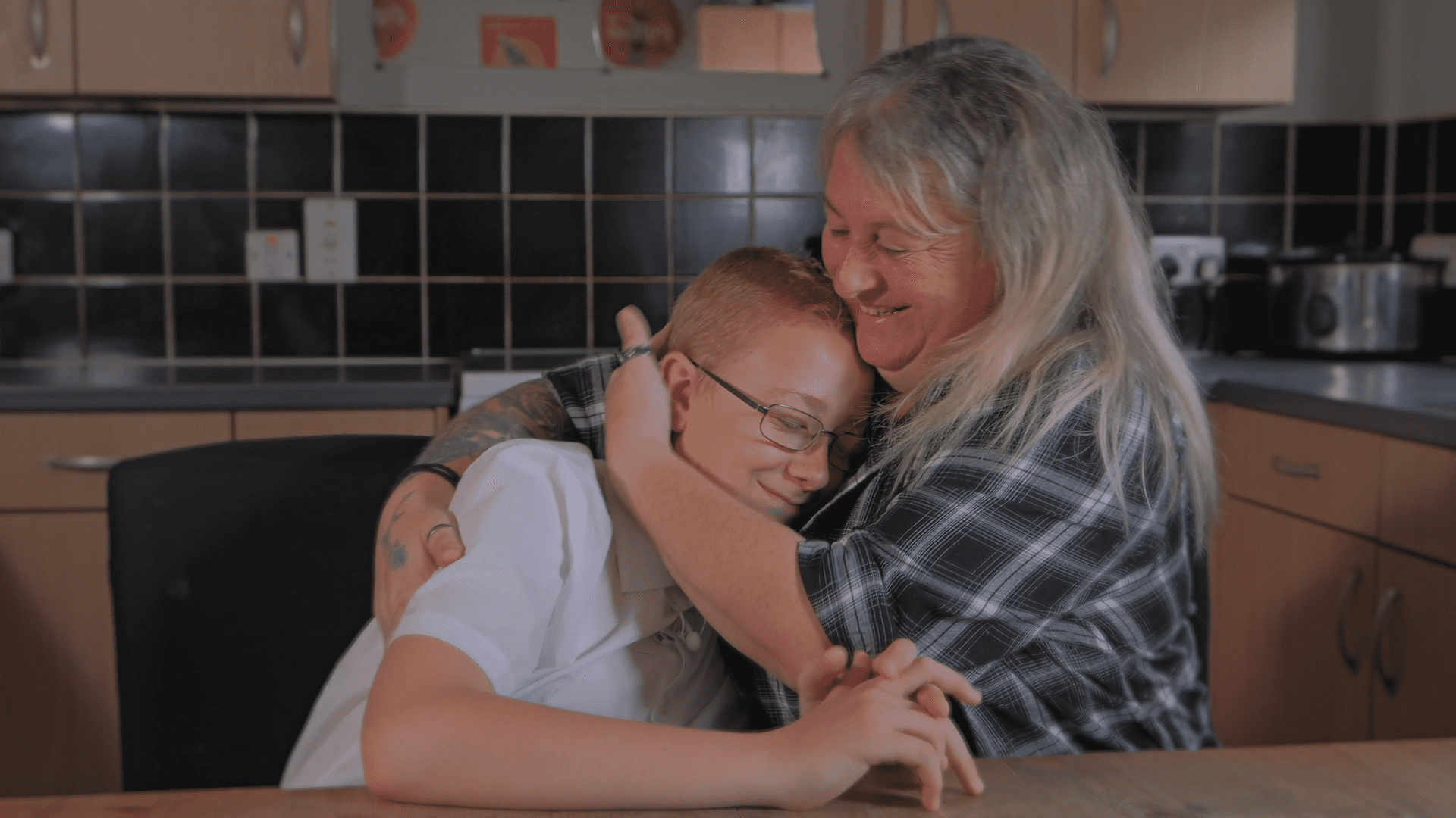 Patient Sam and her son.